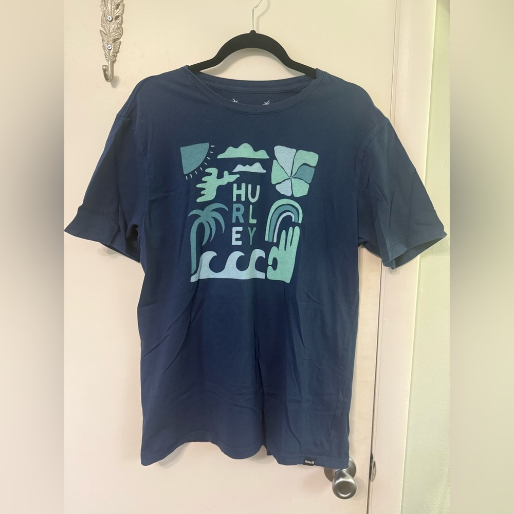 Hurley Blue Graphic T-Shirt Chill Vibez Large